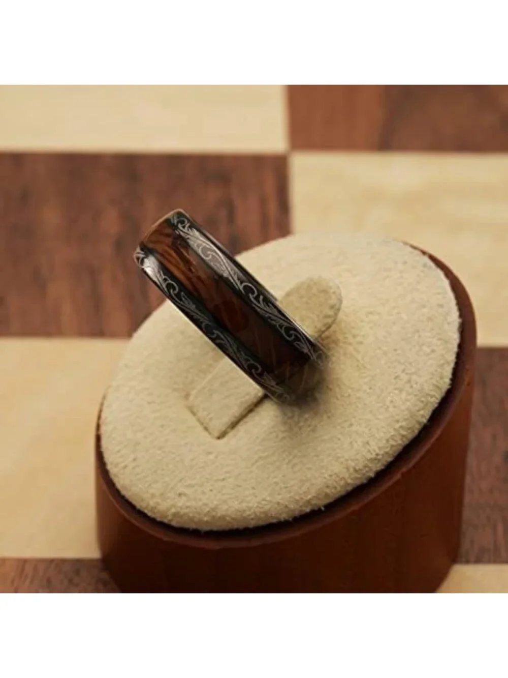 Vintage Tungsten Rings for Men & Women, Whiskey Barrel Wood Inlay, Sizes 6-16
